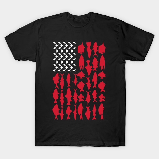 American Fish Flag Fishing T-Shirt by Johner_Clerk_Design